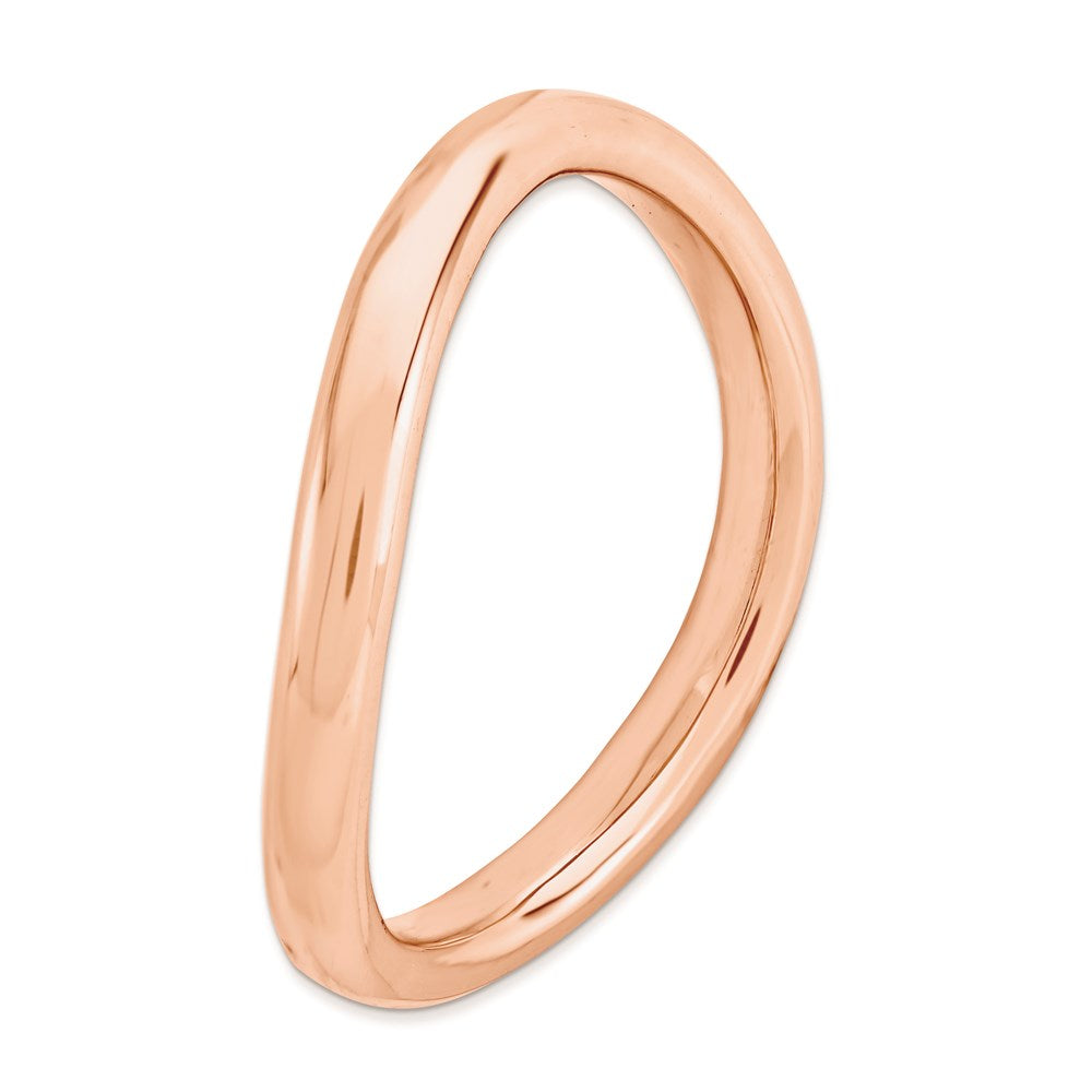 Sterling Silver Stackable Expressions Polished Pink Plate Wave Ring