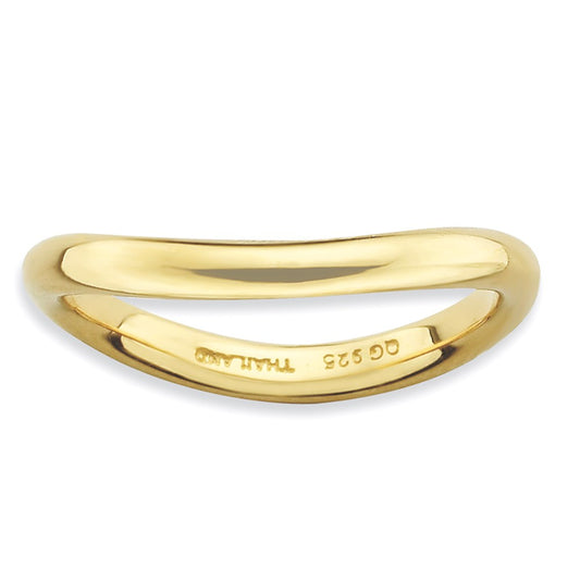 Sterling Silver Stackable Expressions Polished Gold Plate Wave Ring