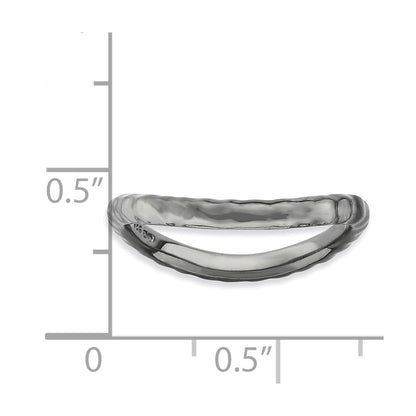 Sterling Silver Stackable Expressions Polished Black Plate Wave Ring