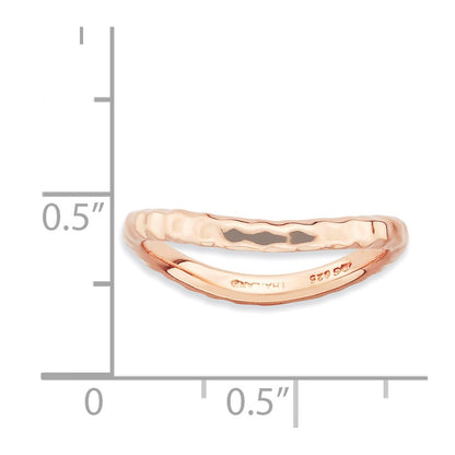 Sterling Silver Stackable Expressions Polished Pink Plate Wave Ring