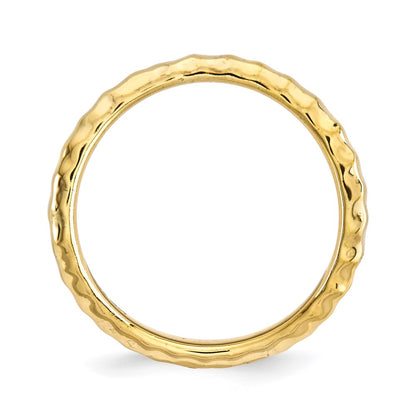 Sterling Silver Stackable Expressions Polished Gold Plate Wave Ring
