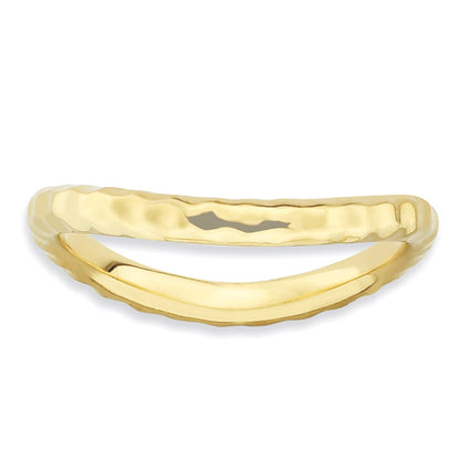 Sterling Silver Stackable Expressions Polished Gold Plate Wave Ring