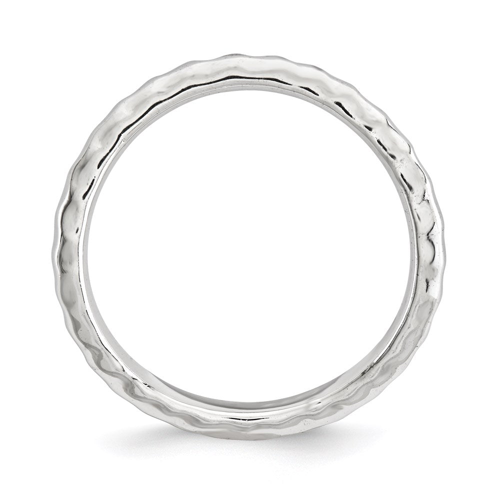 Sterling Silver Stackable Expressions Polished Rhodium Plate Wave Ring