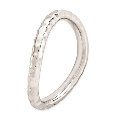 Sterling Silver Stackable Expressions Polished Rhodium Plate Wave Ring
