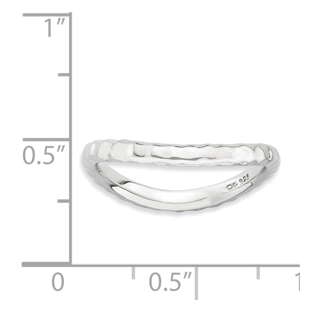 Sterling Silver Stackable Expressions Polished Rhodium Plate Wave Ring
