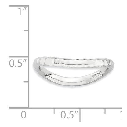 Sterling Silver Stackable Expressions Polished Rhodium Plate Wave Ring