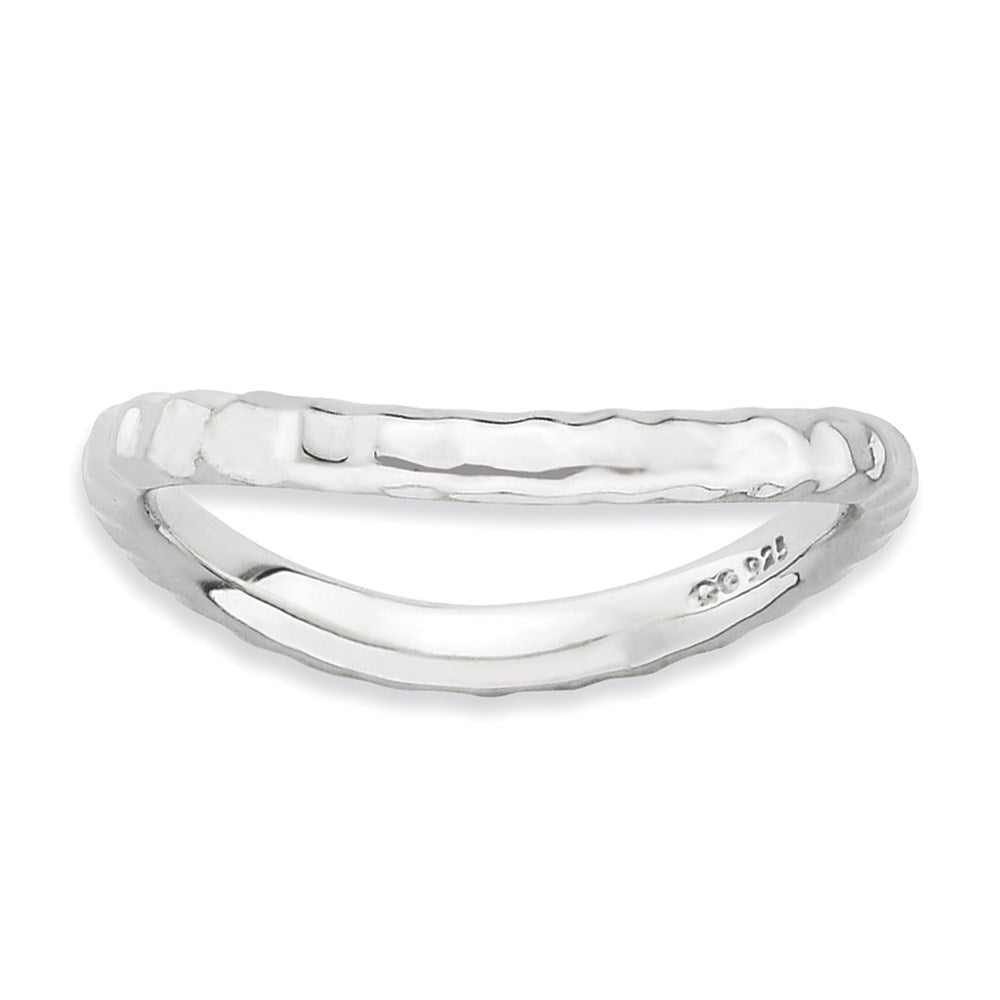 Sterling Silver Stackable Expressions Polished Rhodium Plate Wave Ring
