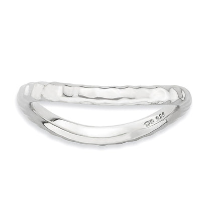 Sterling Silver Stackable Expressions Polished Rhodium Plate Wave Ring