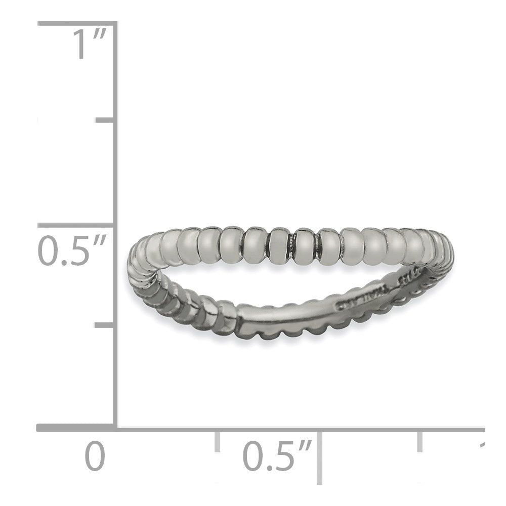 Sterling Silver Stackable Expressions Polished Black Plate Wave Ring