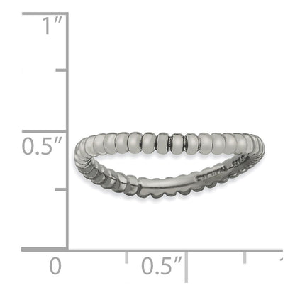 Sterling Silver Stackable Expressions Polished Black Plate Wave Ring