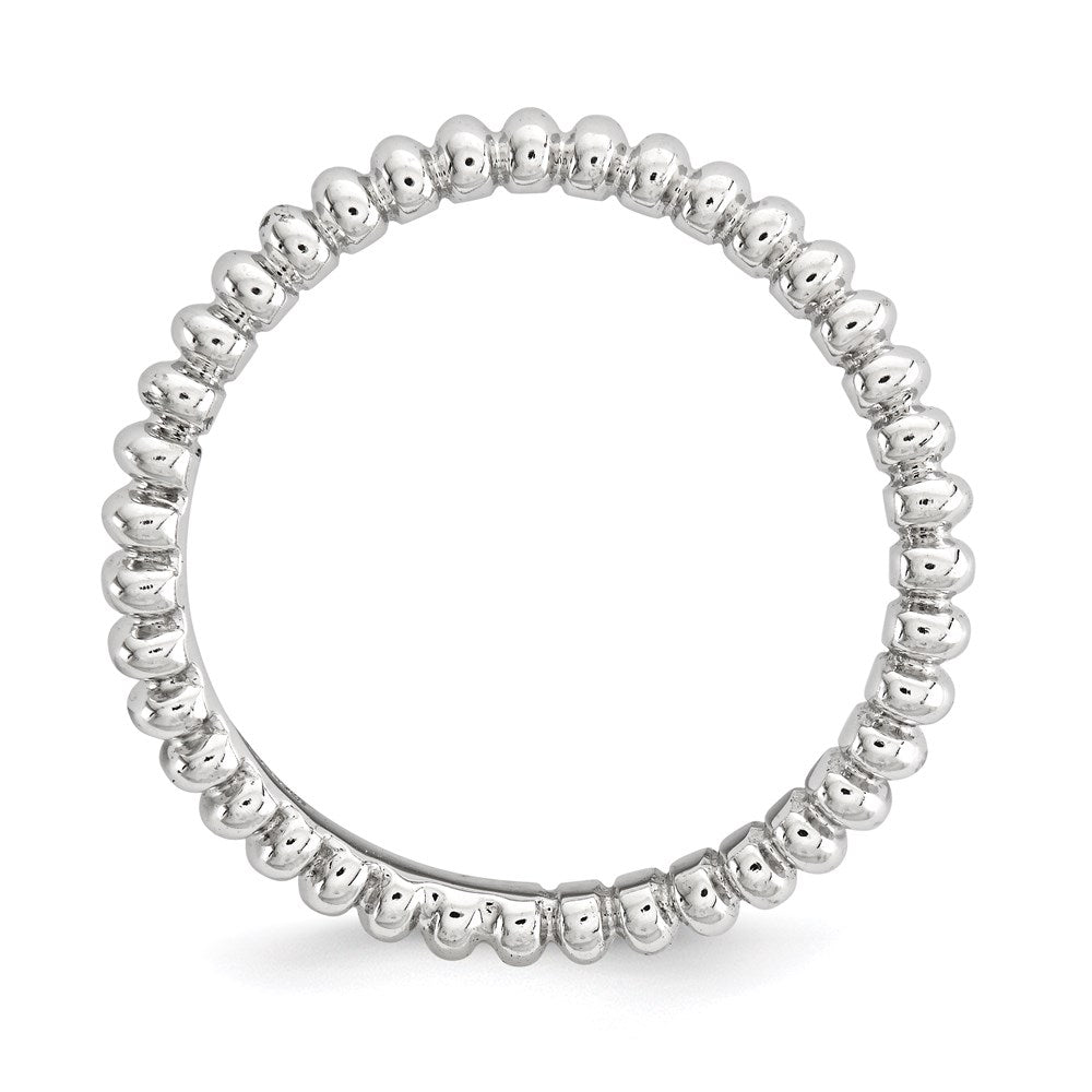 Sterling Silver Stackable Expressions Polished Rhodium Plate Wave Ring