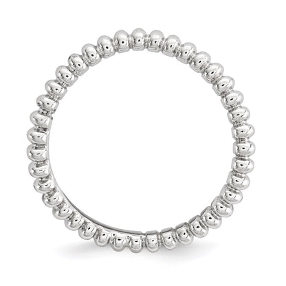 Sterling Silver Stackable Expressions Polished Rhodium Plate Wave Ring