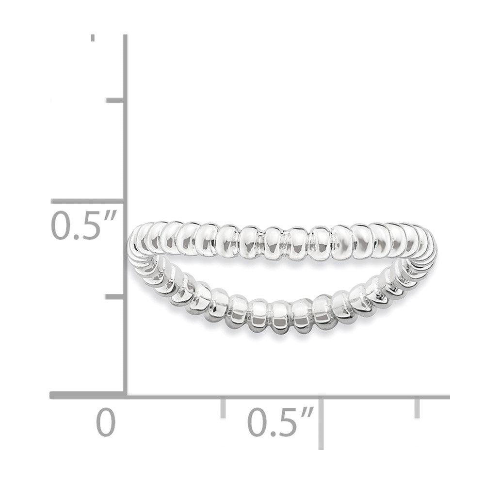 Sterling Silver Stackable Expressions Polished Rhodium Plate Wave Ring