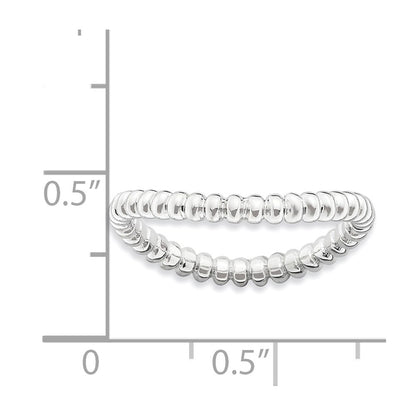 Sterling Silver Stackable Expressions Polished Rhodium Plate Wave Ring