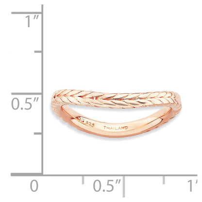 Sterling Silver Stackable Expressions Polished Pink Plate Wave Ring