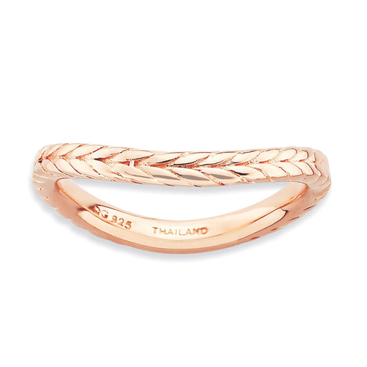 Sterling Silver Stackable Expressions Polished Pink Plate Wave Ring