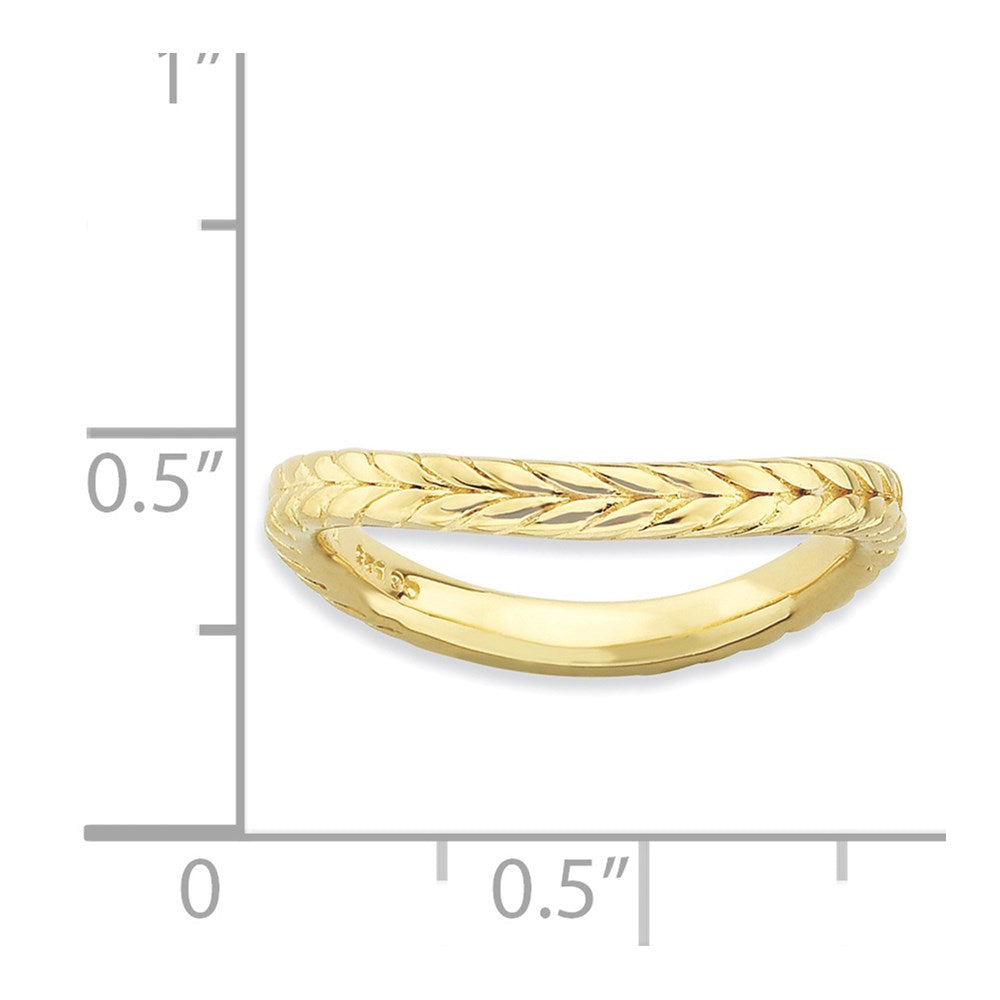 Sterling Silver Stackable Expressions Polished Gold Plate Wave Ring