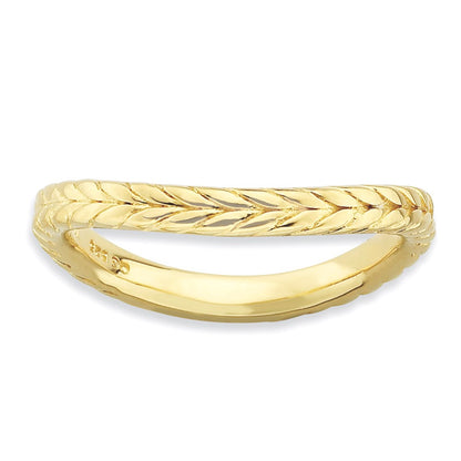 Sterling Silver Stackable Expressions Polished Gold Plate Wave Ring