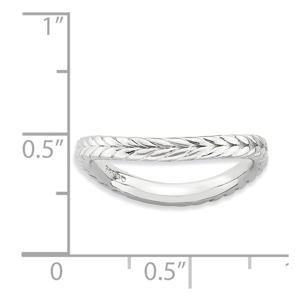 Sterling Silver Stackable Expressions Polished Rhodium Plate Wave Ring