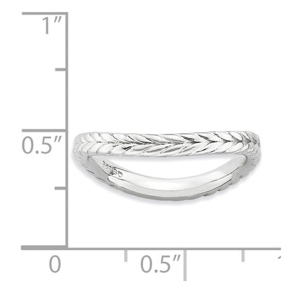 Sterling Silver Stackable Expressions Polished Rhodium Plate Wave Ring