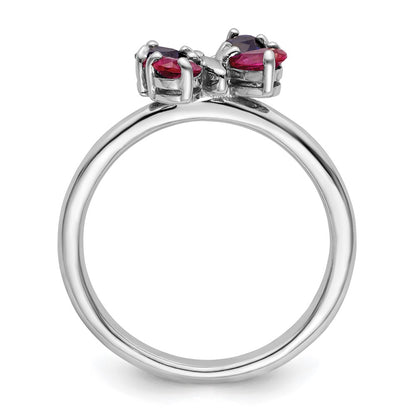 Sterling Silver Stackable Expressions Cr Ruby & Sapphire Butterfly Ring