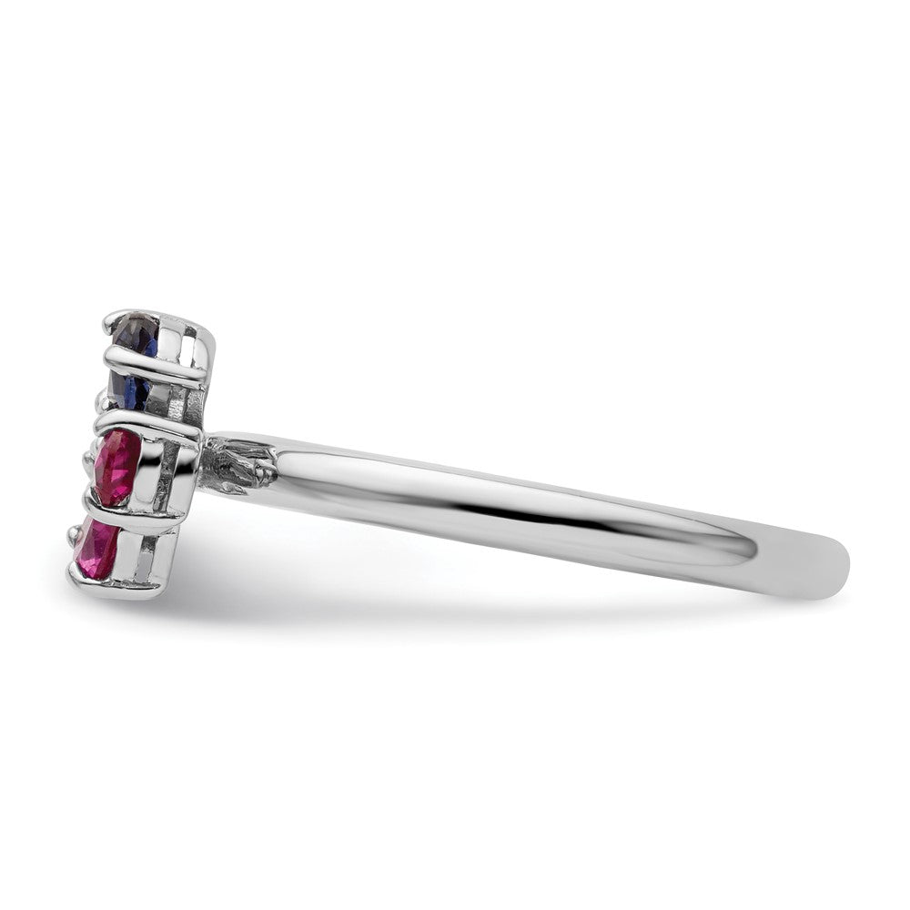 Sterling Silver Stackable Expressions Cr Ruby & Sapphire Butterfly Ring