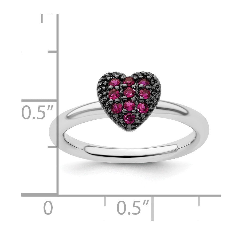 Sterling Silver Stackable Expressions Cr Ruby Heart Ring