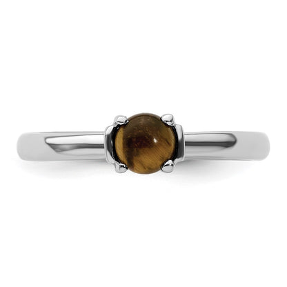 Sterling Silver Stackable Expressions Tigers Eye Rhodium Plated Ring