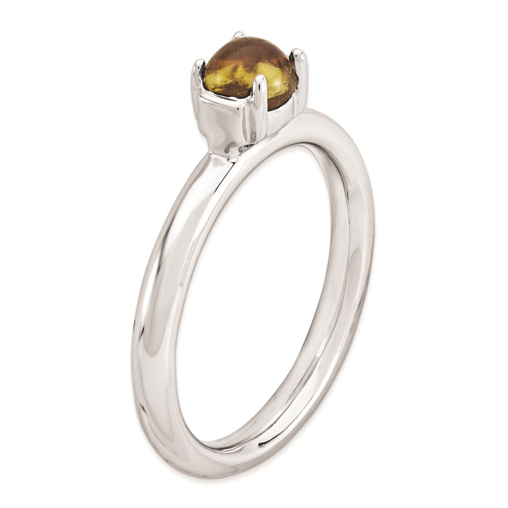 Sterling Silver Stackable Expressions Citrine Rhodium Plated Ring