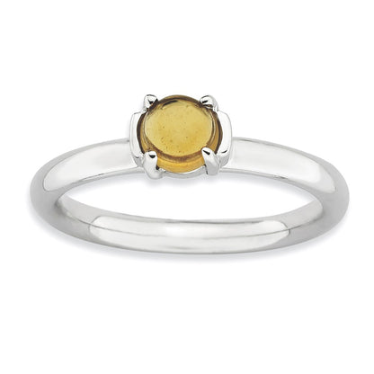 Sterling Silver Stackable Expressions Citrine Rhodium Plated Ring