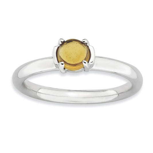 Sterling Silver Stackable Expressions Citrine Rhodium Plated Ring