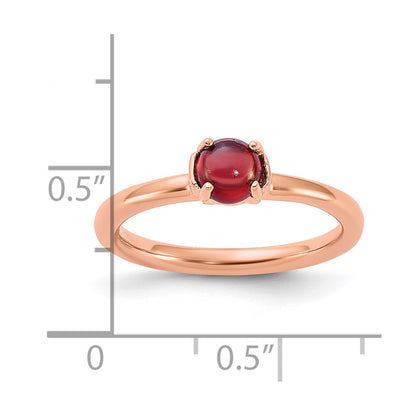 Sterling Silver Stackable Expressions Garnet Pink Plated Ring