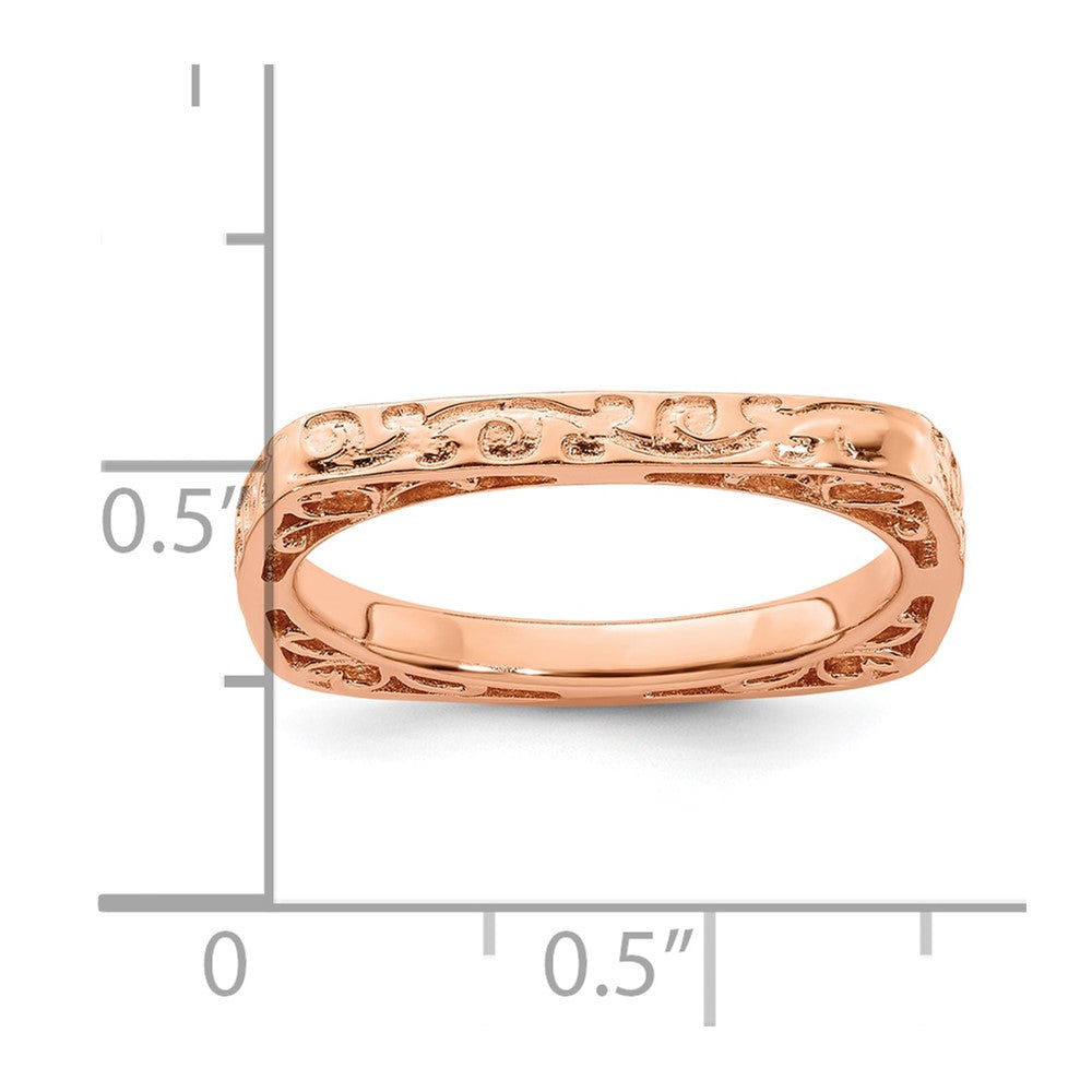 Sterling Silver Stackable Expressions Polished Pink Plated Square Ring