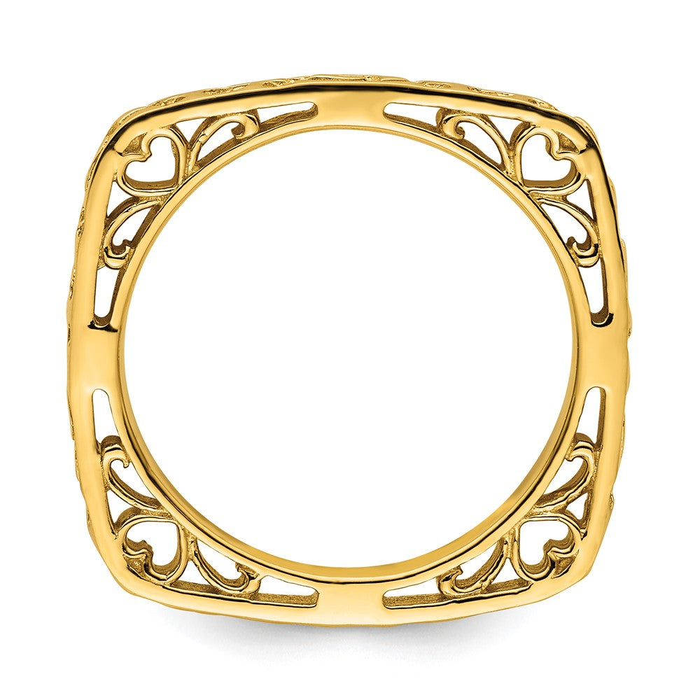 Sterling Silver Stackable Expressions Polished Gold Plated Square Ring