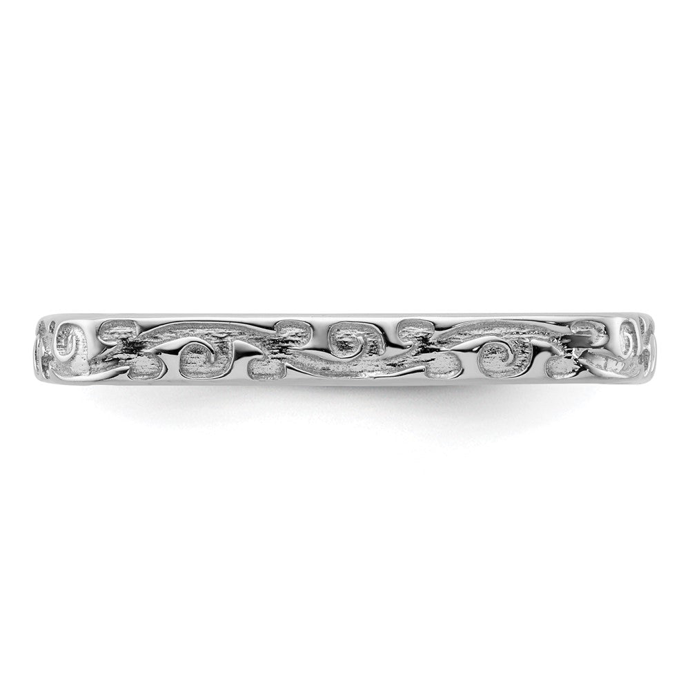Sterling Silver Stackable Expressions Polished Rhodium Plated Square Ring