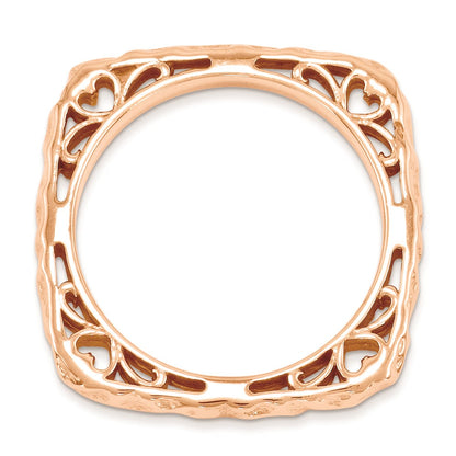 Sterling Silver Stackable Expressions Polished Pink Plate Square Ring