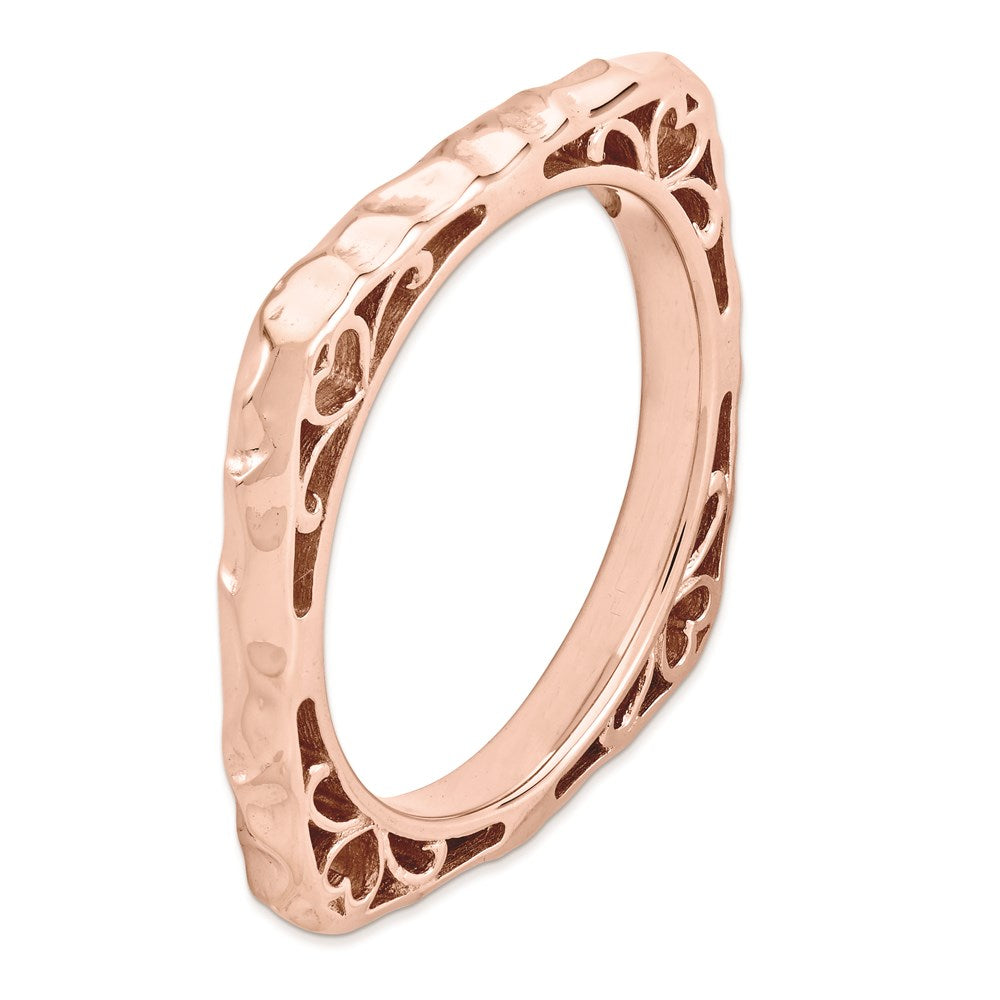 Sterling Silver Stackable Expressions Polished Pink Plate Square Ring