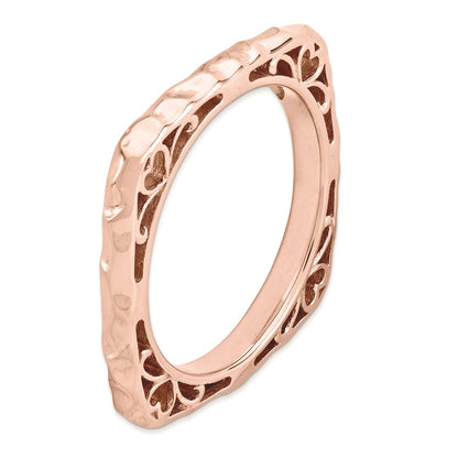 Sterling Silver Stackable Expressions Polished Pink Plate Square Ring