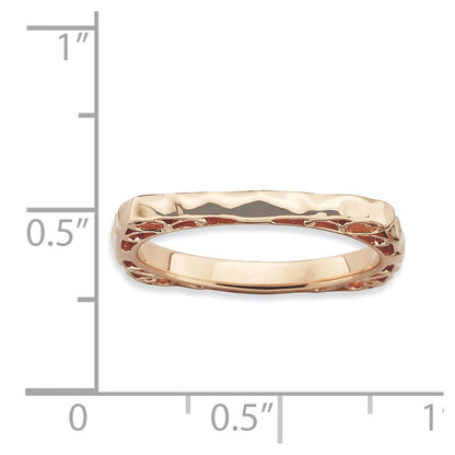 Sterling Silver Stackable Expressions Polished Pink Plate Square Ring