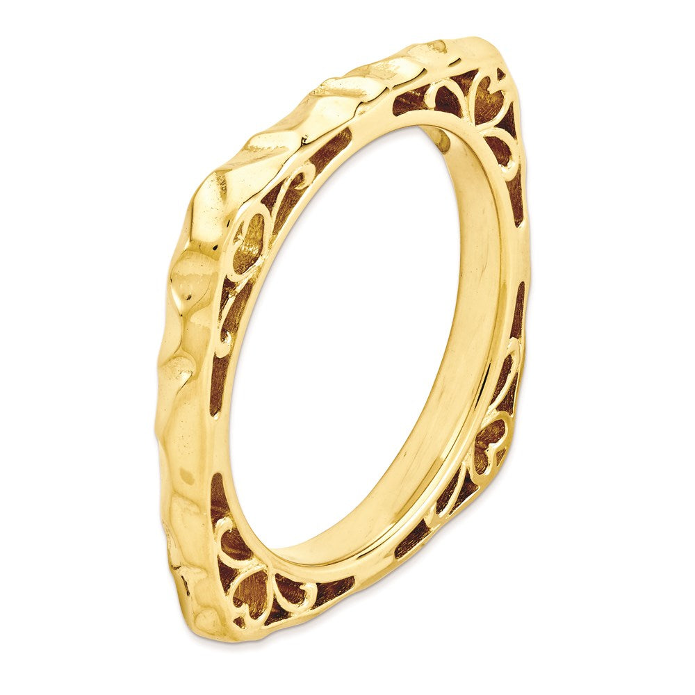 Sterling Silver Stackable Expressions Polished Gold Plate Square Ring