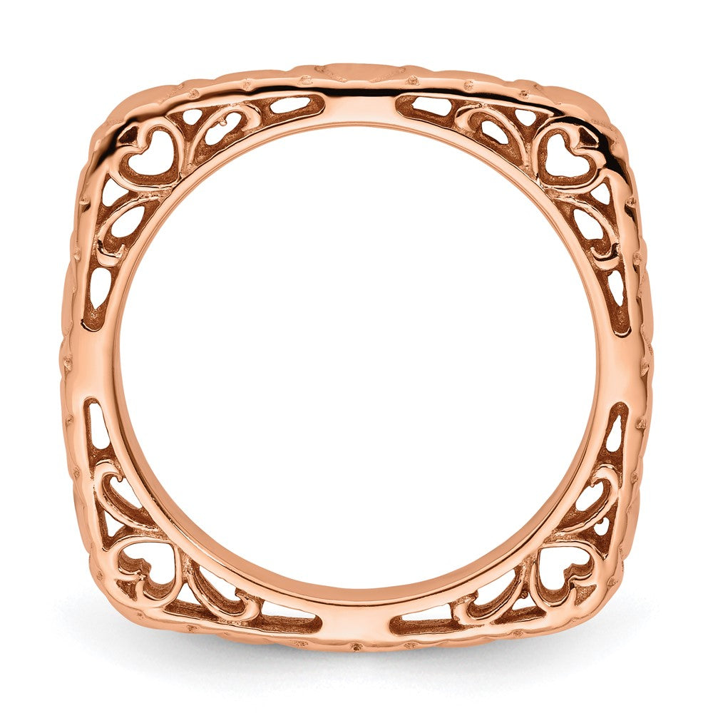 Sterling Silver Stackable Expressions Polished Pink Plated Square Ring