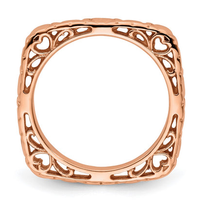 Sterling Silver Stackable Expressions Polished Pink Plated Square Ring