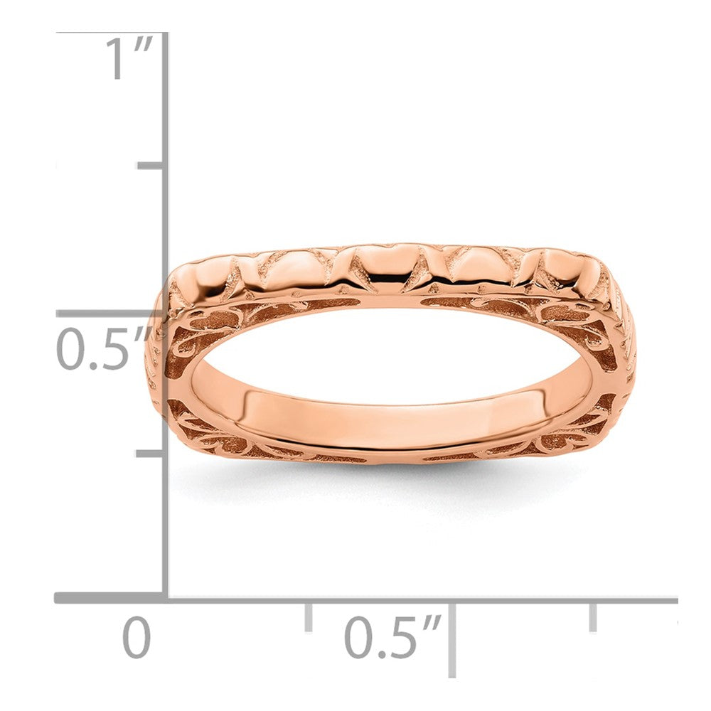 Sterling Silver Stackable Expressions Polished Pink Plated Square Ring