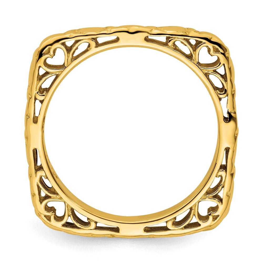 Sterling Silver Stackable Expressions Polished Gold Plated Square Ring