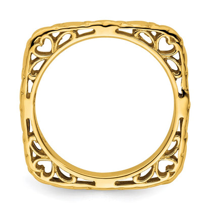 Sterling Silver Stackable Expressions Polished Gold Plated Square Ring