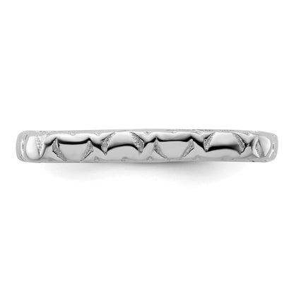 Sterling Silver Stackable Expressions Polished Rhodium Plated Square Ring