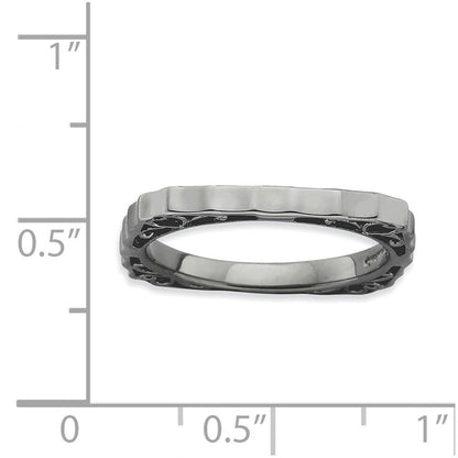 Sterling Silver Stackable Expressions Polished Black Plate Square Ring