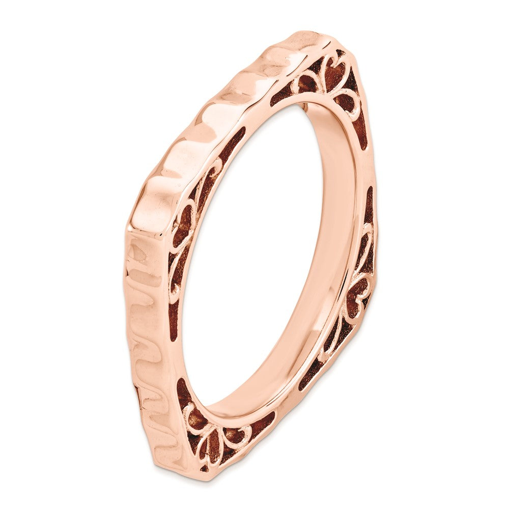 Sterling Silver Stackable Expressions Polished Pink Plate Square Ring
