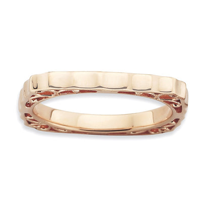 Sterling Silver Stackable Expressions Polished Pink Plate Square Ring