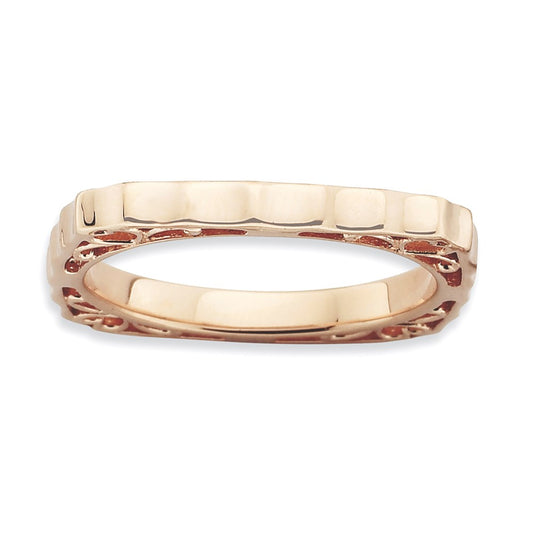 Sterling Silver Stackable Expressions Polished Pink Plate Square Ring